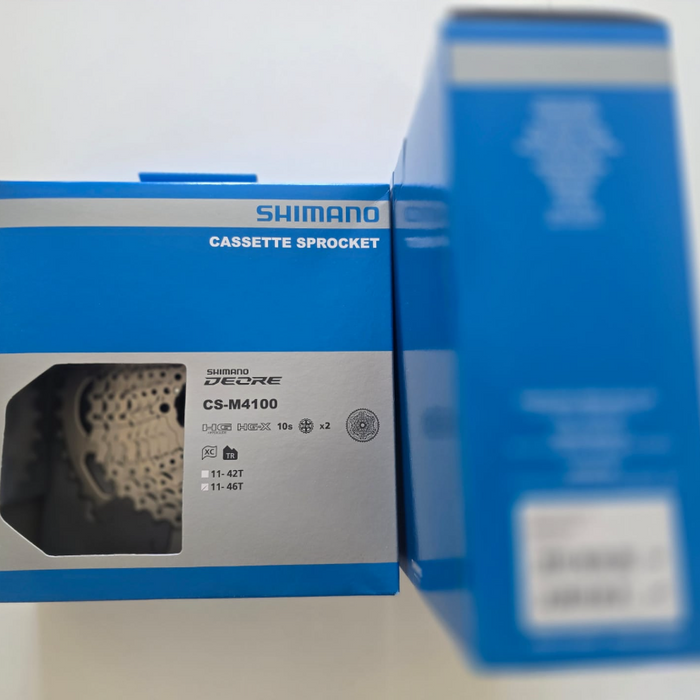 the Shimano Deore CS-M4100 10-speed mountain bike cassette