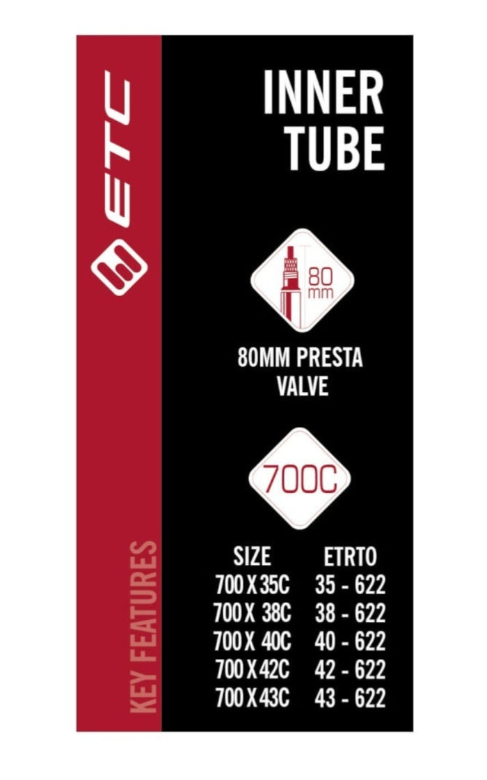 ETC Inner Tube 700 x 35-45c Presta Valve 80mm