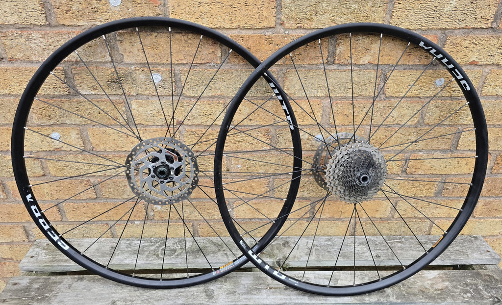 WTB Serra gravel aluminum wheels, tubeless ready.