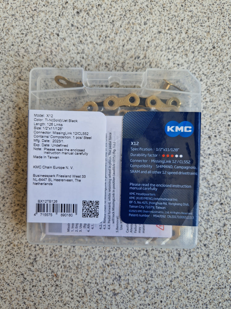 KMC X12 Gold / Black 12 Speed Bike Chain – 126L
